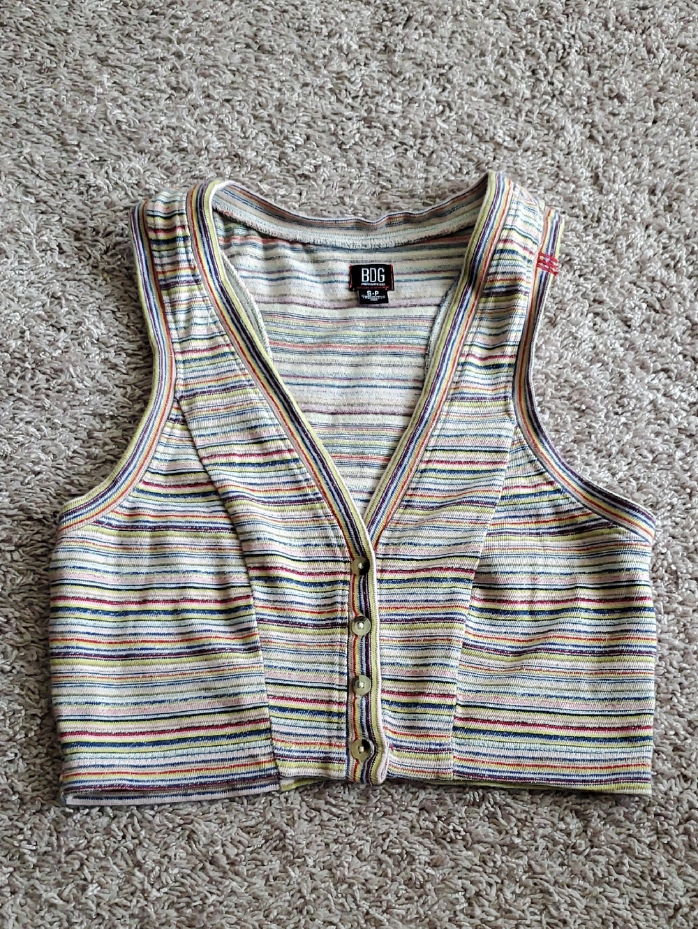 BDG Colorful Striped Cropped Knit Vest